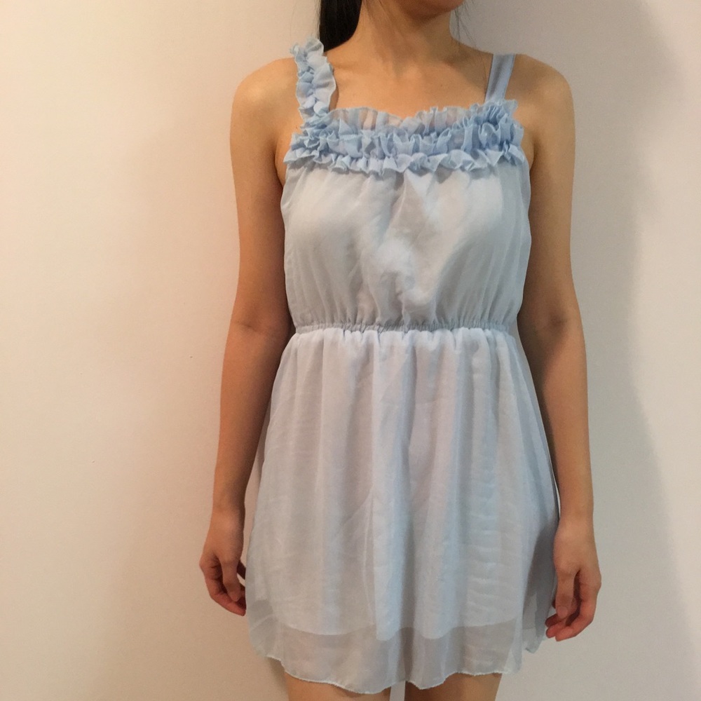 Ruffle trim mini dress